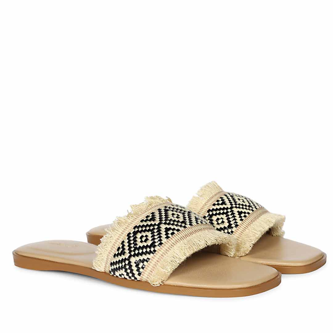 Saint Noor Luxe Crystal Net Black-Beige Leather - Image 2