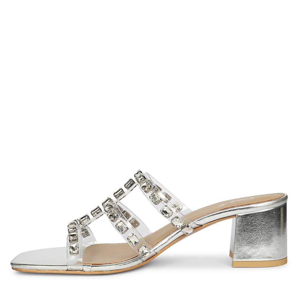 Saint Norma Stone Embellished Silver Block Heels - Image 4