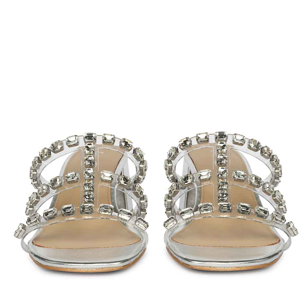 Saint Norma Stone Embellished Silver Block Heels - Image 5