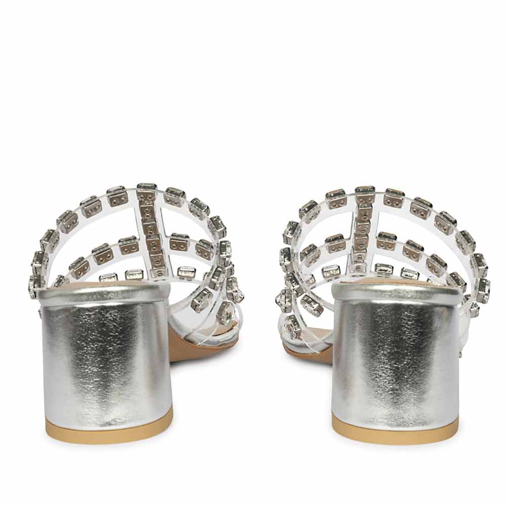 Saint Norma Stone Embellished Silver Block Heels - Image 6
