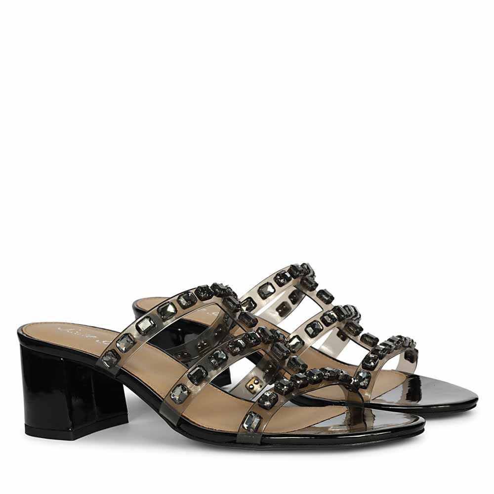 Saint Norma Stone Embellished Black Block Heels - Image 3