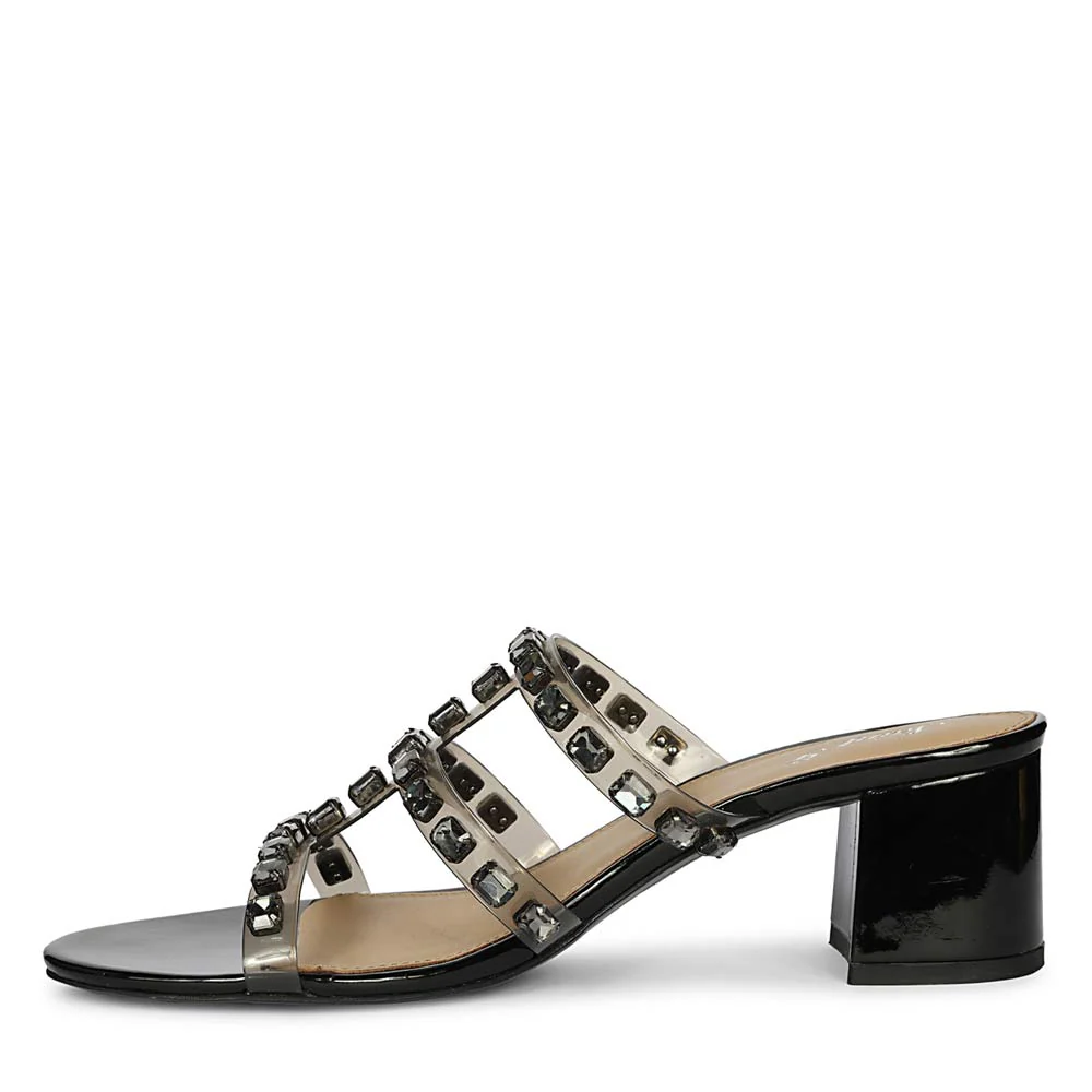 Saint Norma Stone Embellished Black Block Heels - Image 4