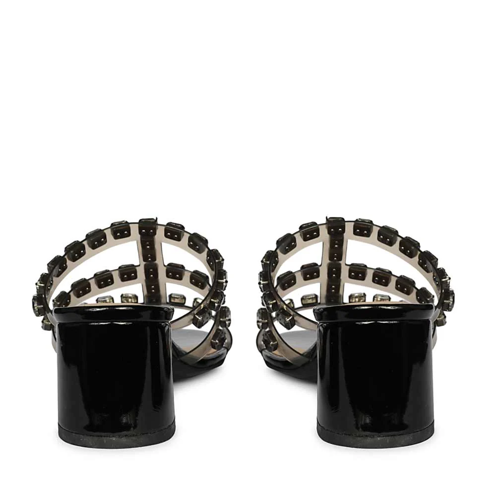 Saint Norma Stone Embellished Black Block Heels - Image 6