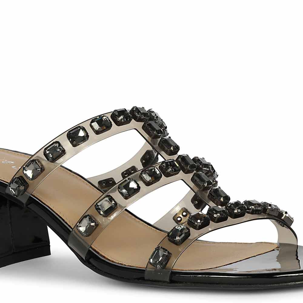 Saint Norma Stone Embellished Black Block Heels - Image 8