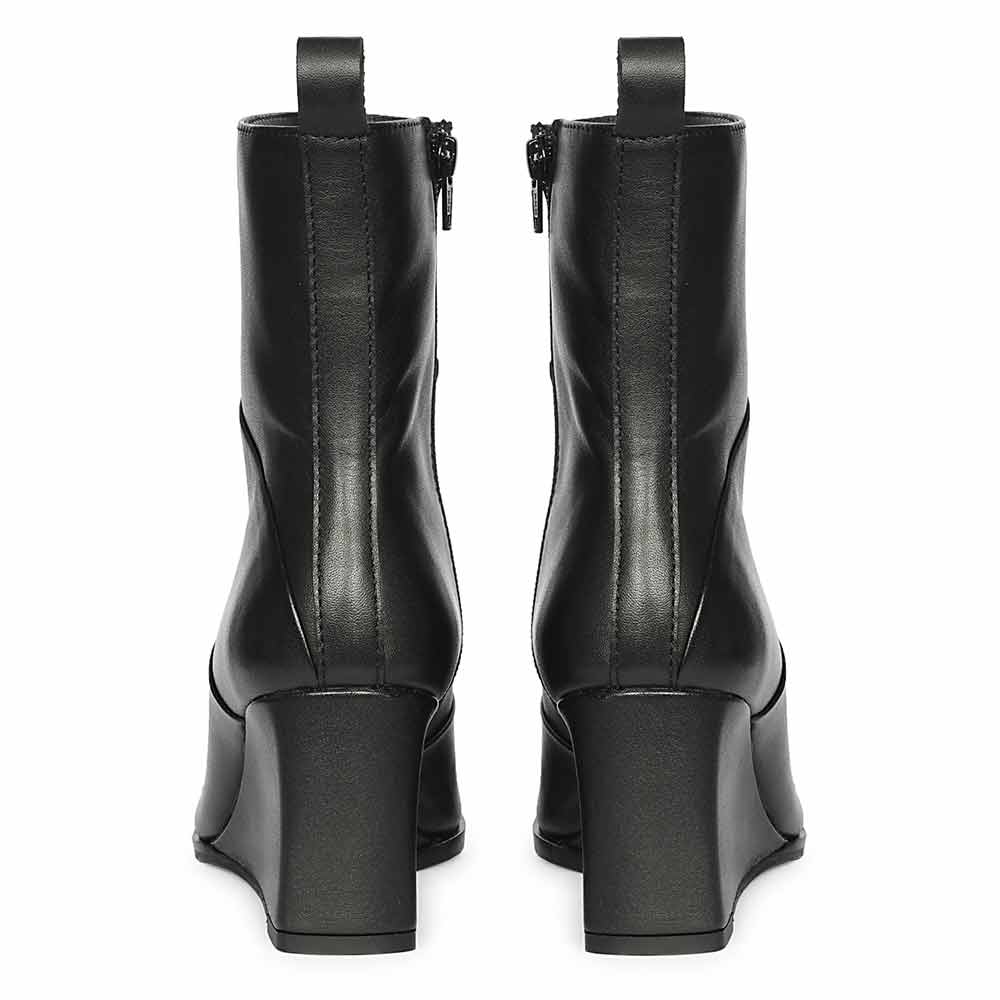 Saint Novara Folded Black Leather Wedge Ankle Boots - Image 5