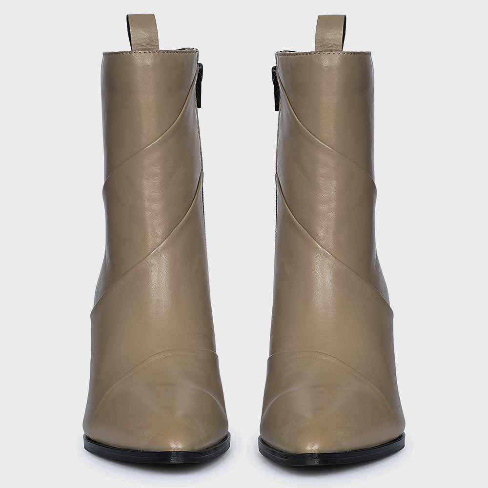 Saint Novara Folded Stone Leather Wedge Ankle Boots - Image 4