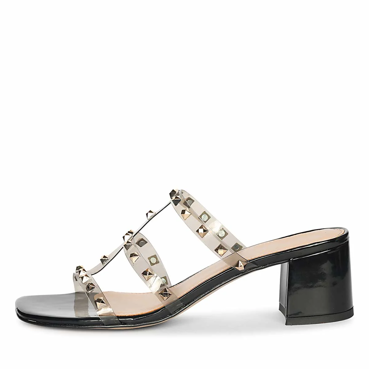 Saint Novara Metal Studded Black Vegan Leather Heels - Image 4