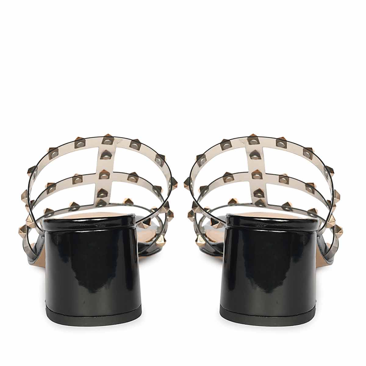 Saint Novara Metal Studded Black Vegan Leather Heels - Image 6