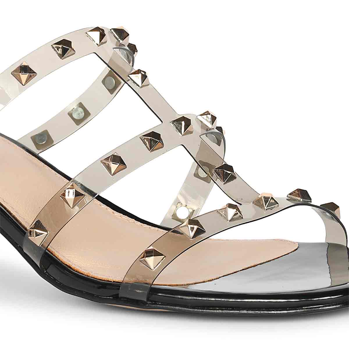 Saint Novara Metal Studded Black Vegan Leather Heels - Image 7