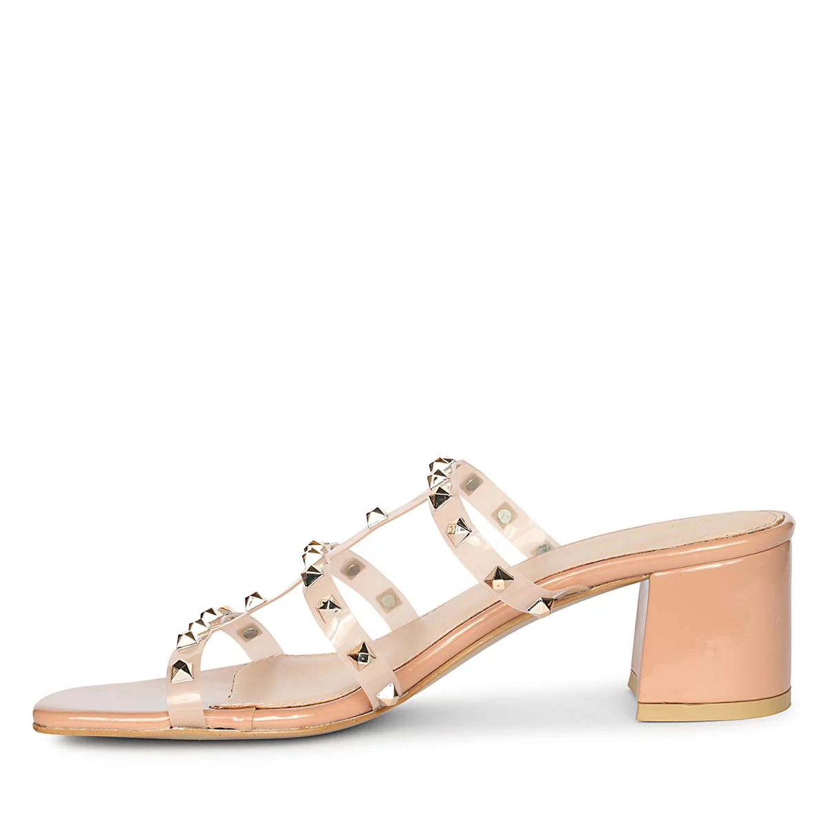 Saint Novara Metal Studded Blush Vegan Leather Heels - Image 4