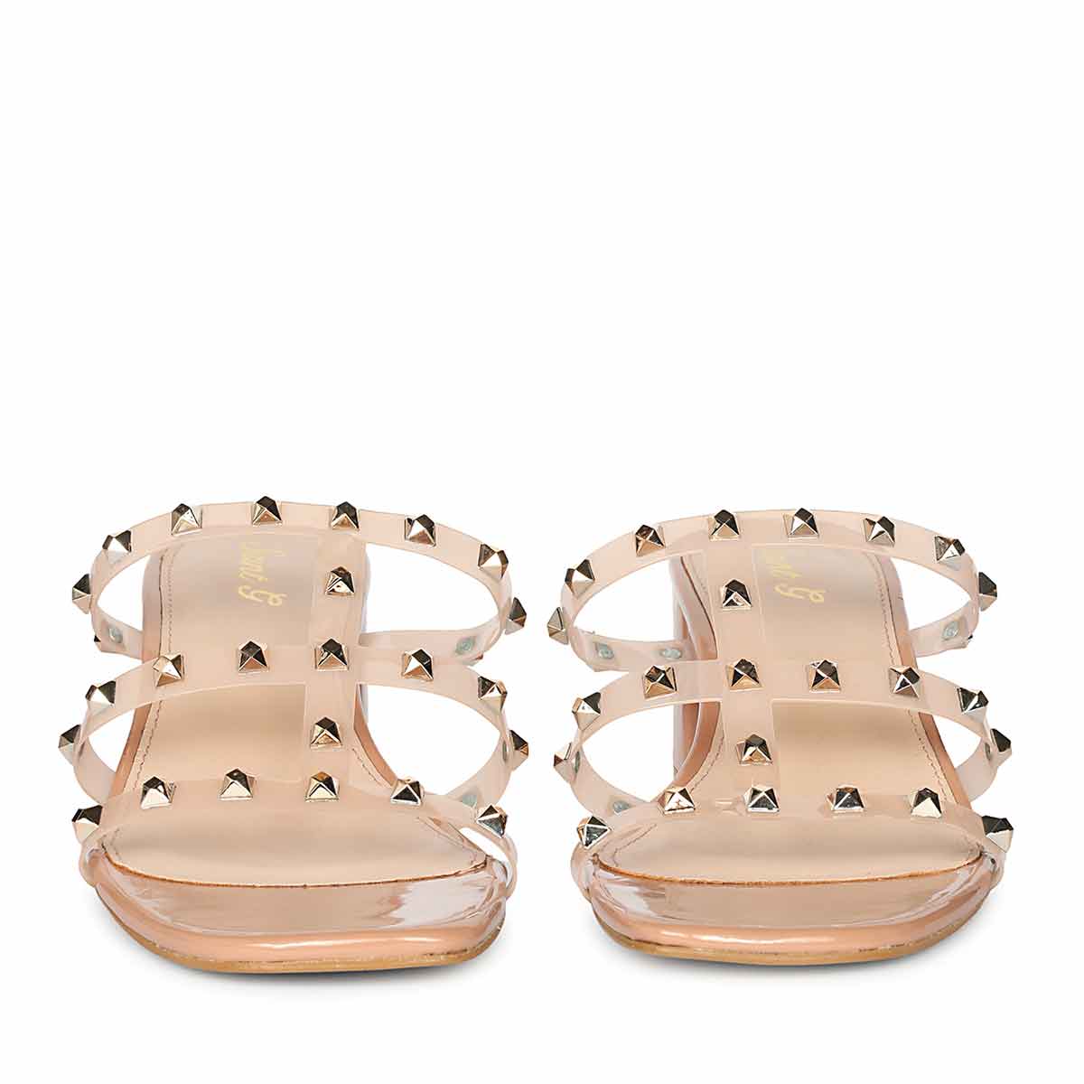 Saint Novara Metal Studded Blush Vegan Leather Heels - Image 5