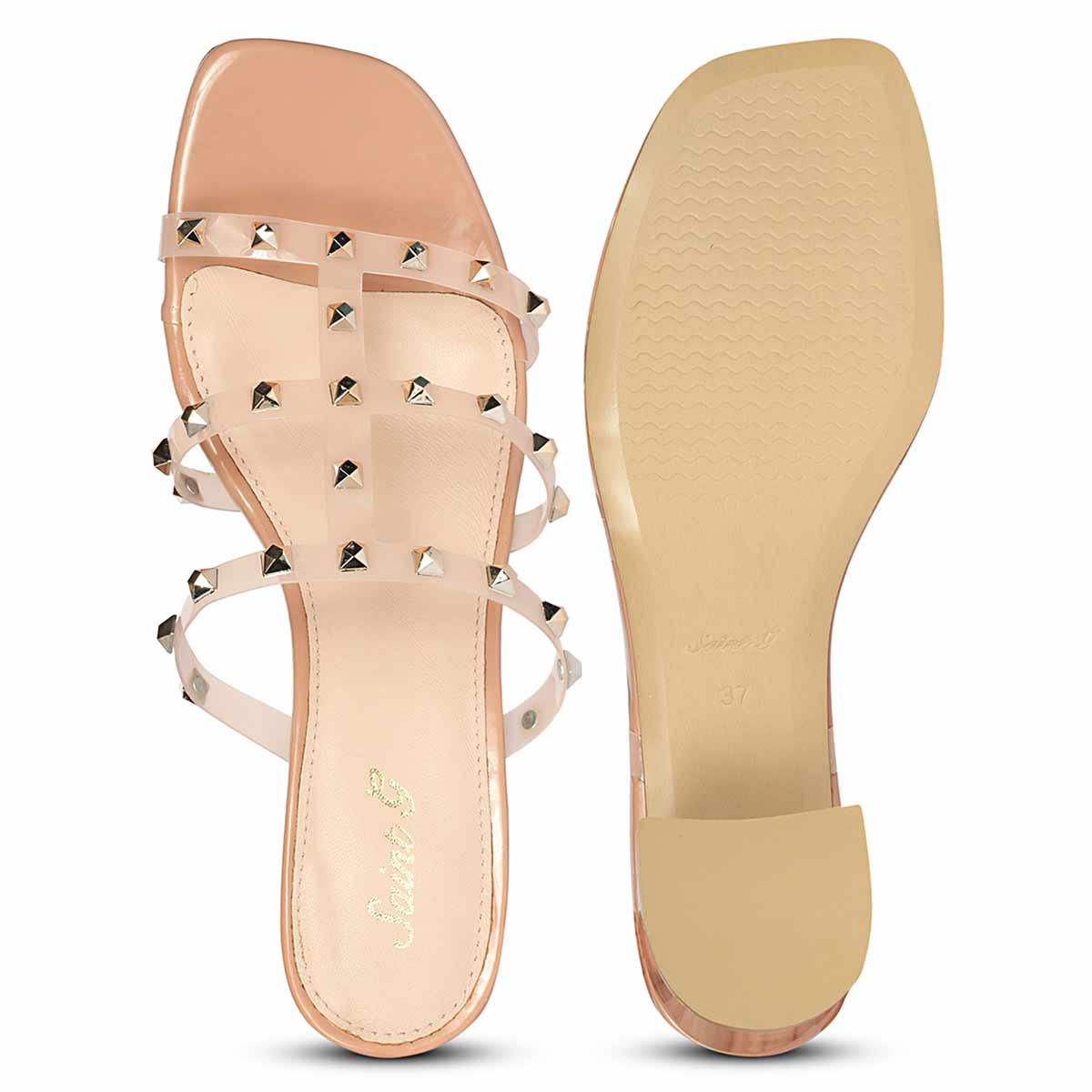 Saint Novara Metal Studded Blush Vegan Leather Heels - Image 8