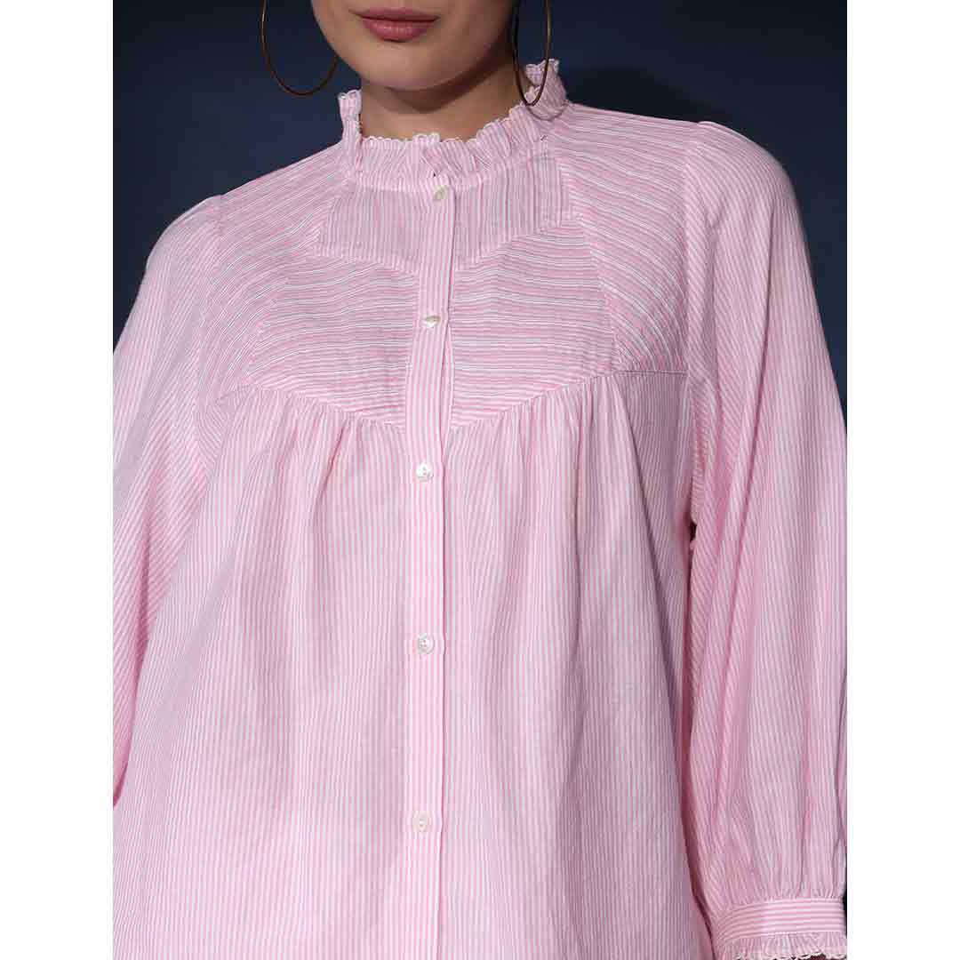 Saint Womens Blush Cotton Yarndyed Stripe Top - Image 5