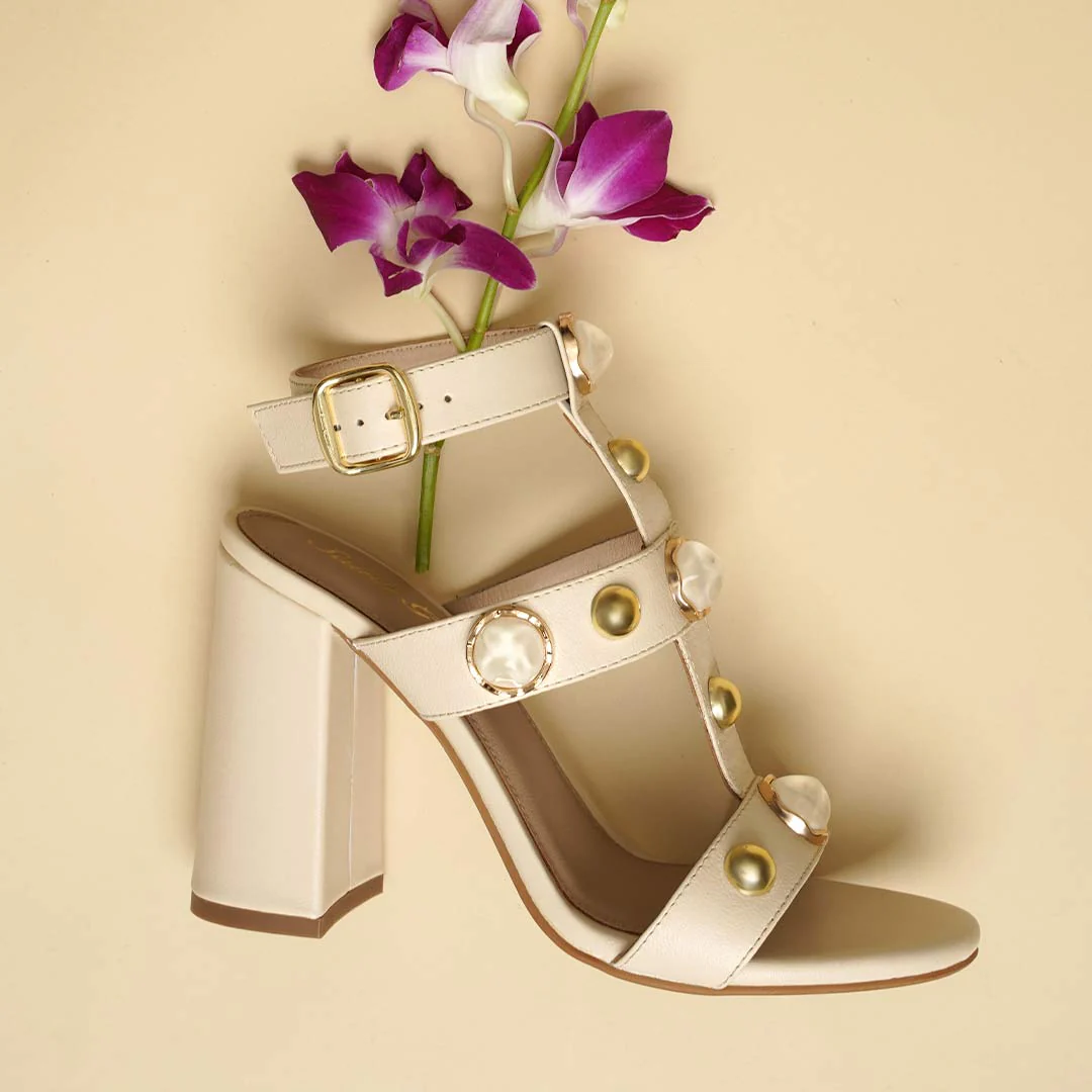 Saint Off-White Leather Block Heels - Image 2