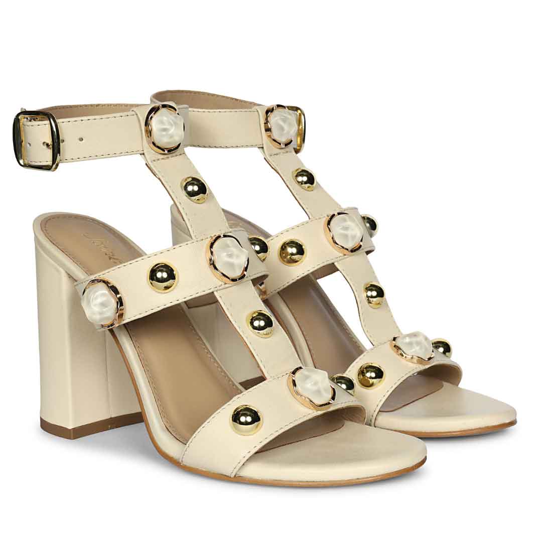 Saint Off-White Leather Block Heels - Image 3