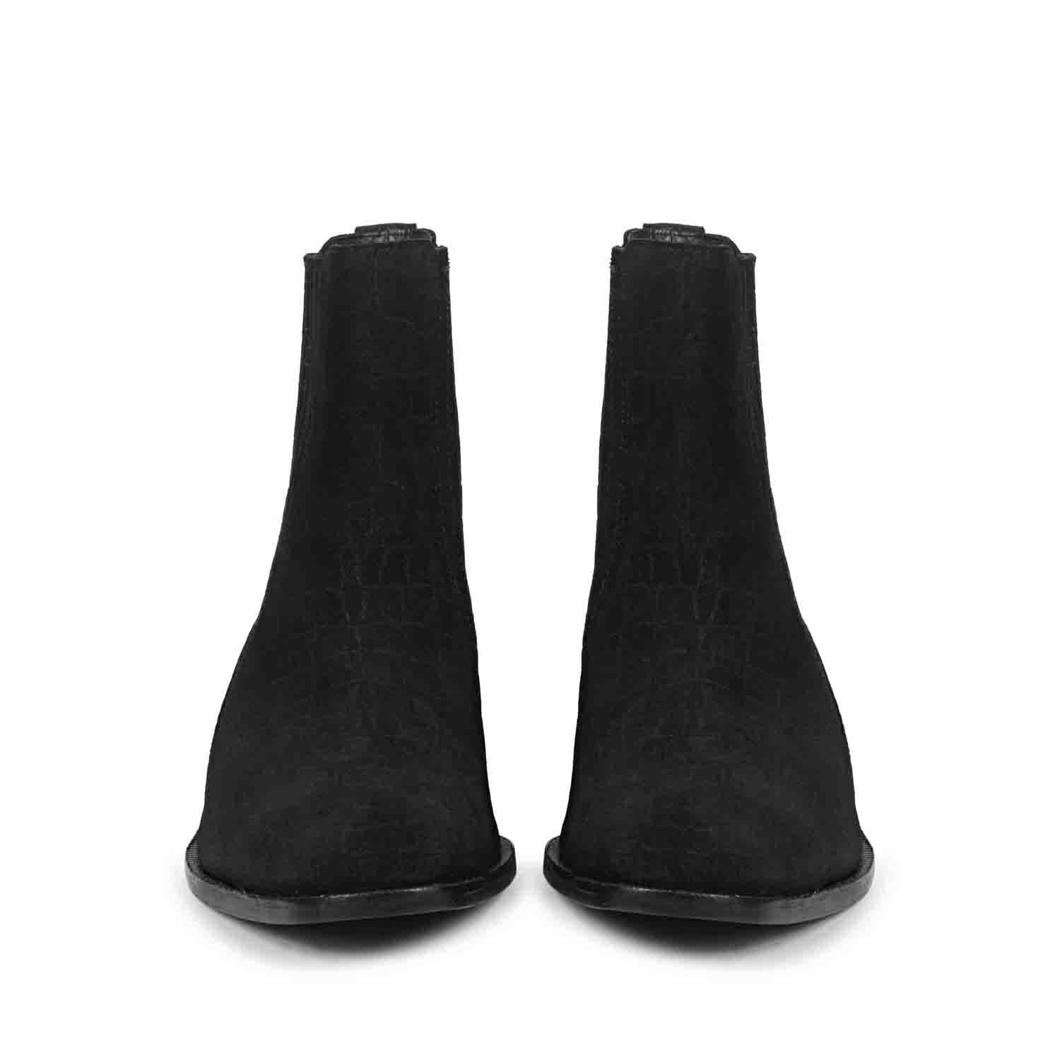 Saint Ollie Black Croco Print Suede Leather Chelsea boot - Image 3