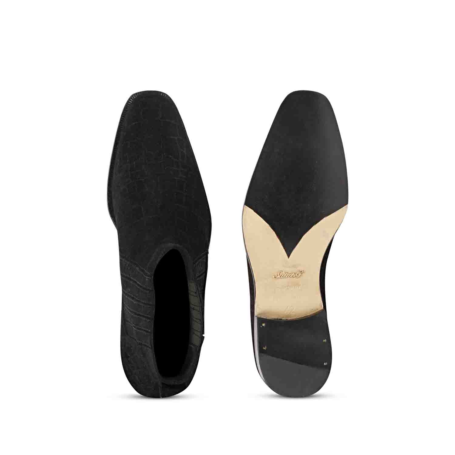 Saint Ollie Black Croco Print Suede Leather Chelsea boot - Image 6