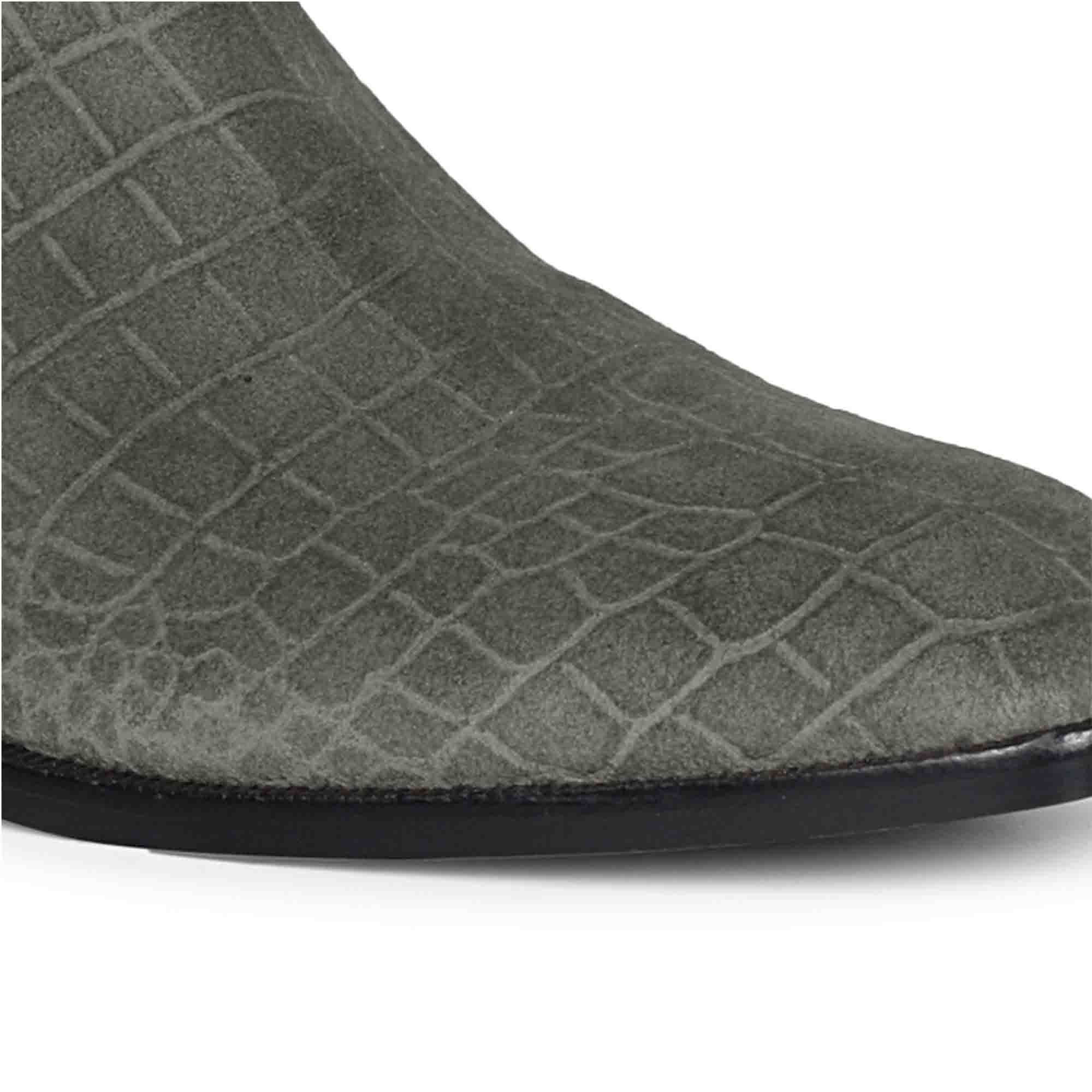 Saint Ollie Grey Croco Print Suede Leather Chelsea boot - Image 10