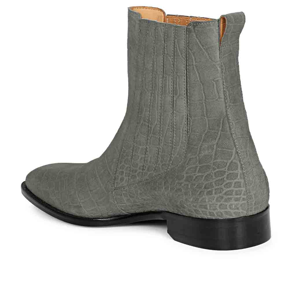 Saint Ollie Grey Croco Print Suede Leather Chelsea boot - Image 5