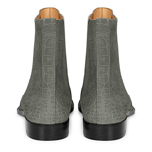 Saint Ollie Grey Croco Print Suede Leather Chelsea boot - Image 8