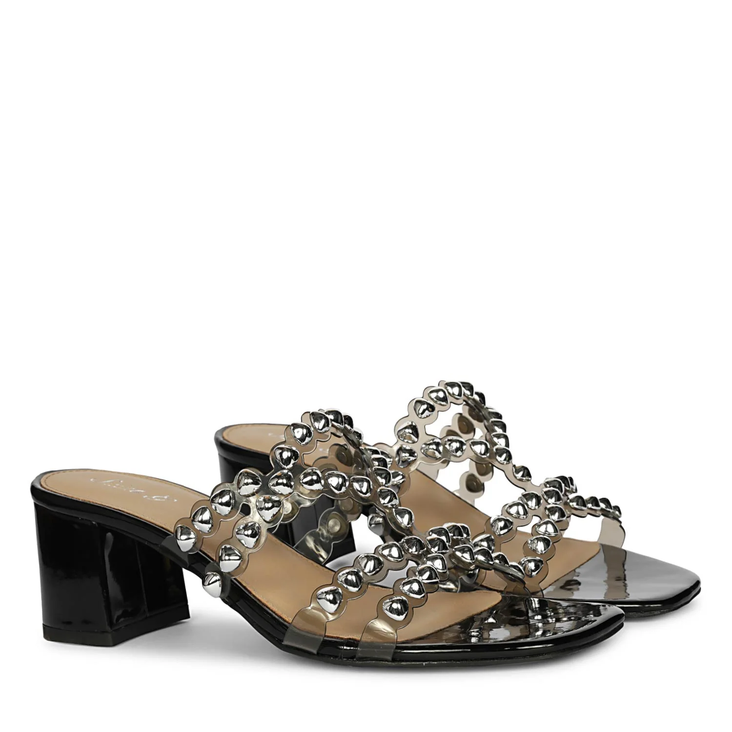 Saint Opal Silver Stud Embellished Block Heels - Image 3
