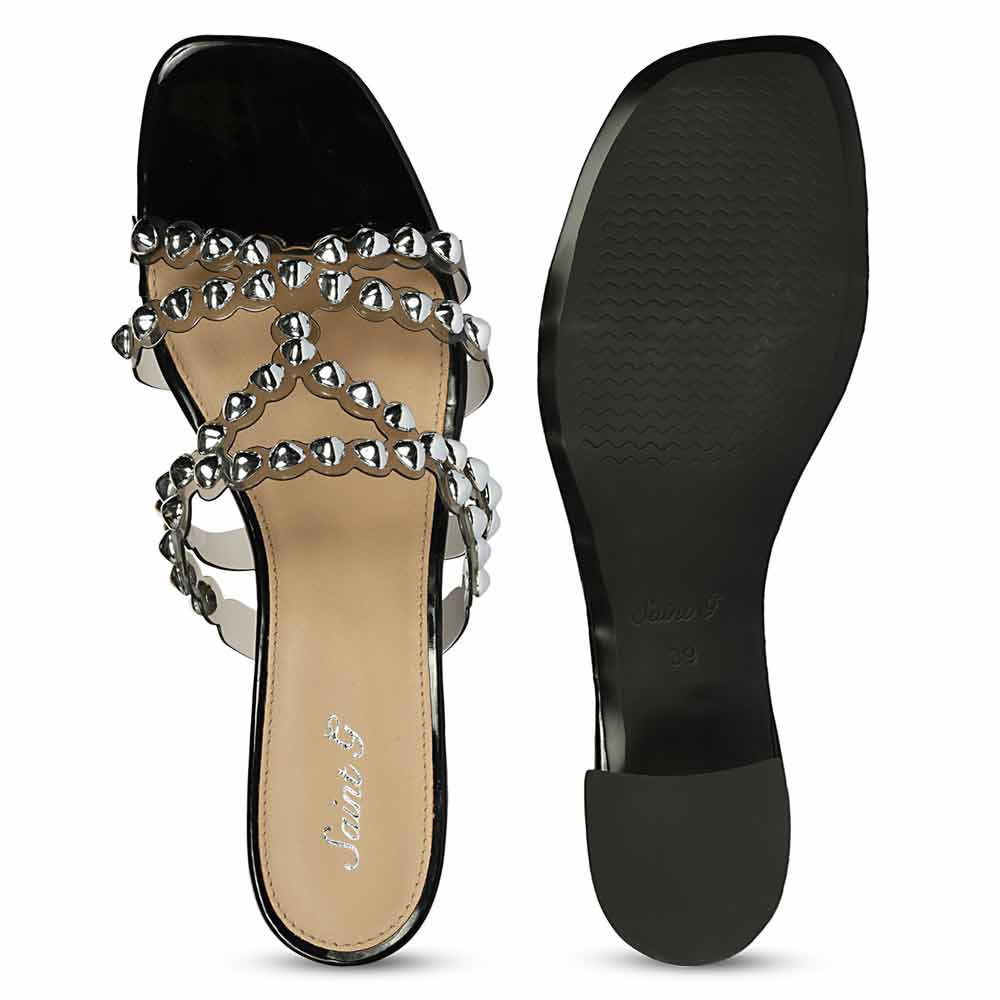 Saint Opal Silver Stud Embellished Block Heels - Image 7