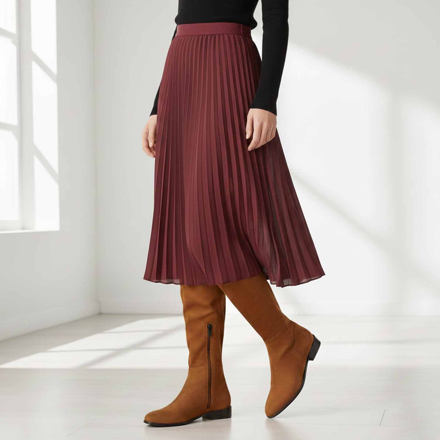 Saint Ophelia Tan Stretch Suede Above The Knee Boots - Image 2