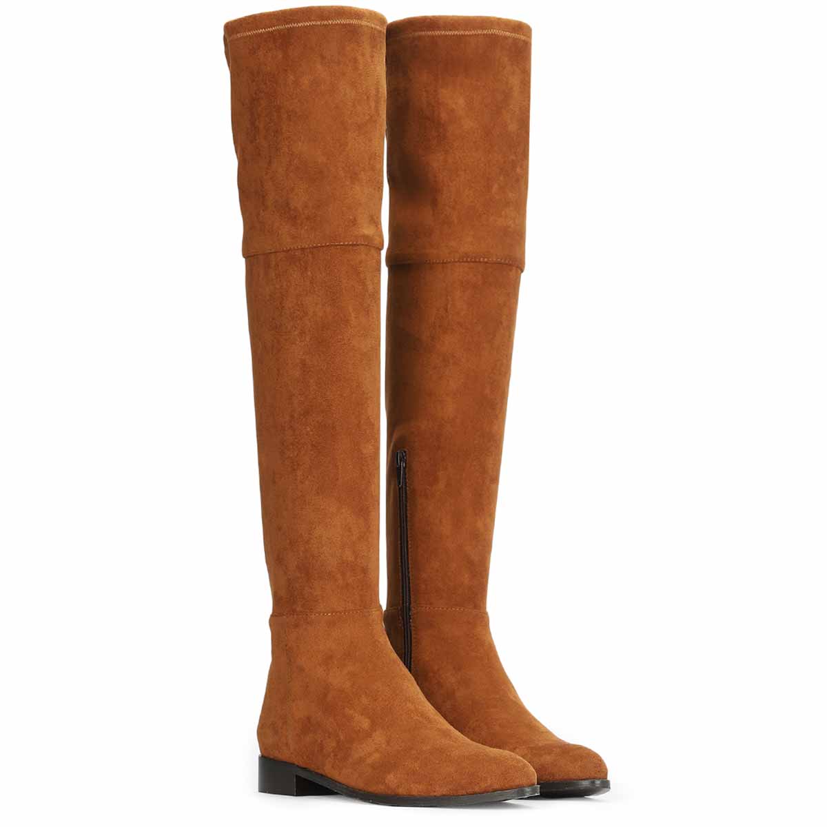 Saint Ophelia Tan Stretch Suede Above The Knee Boots - Image 3