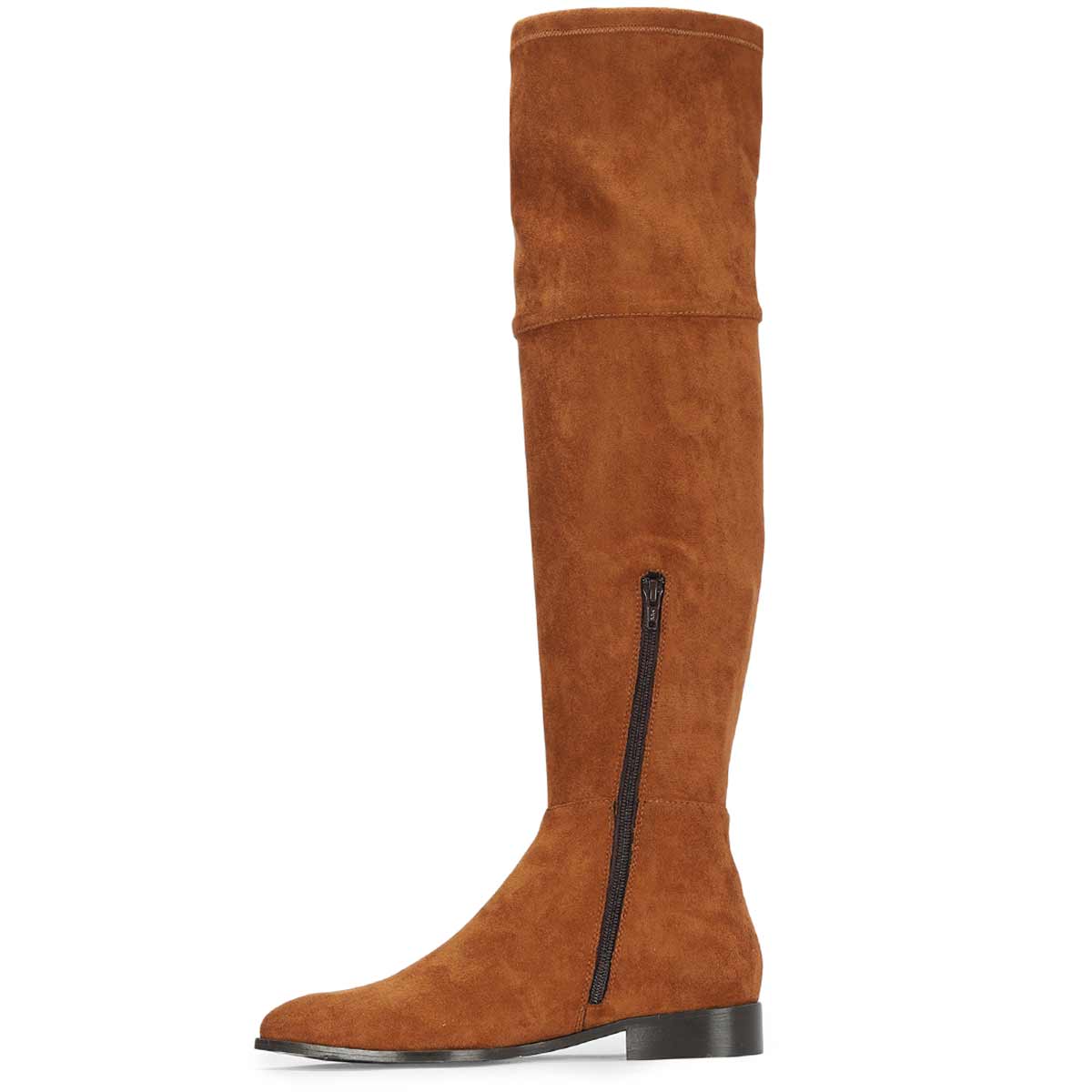 Saint Ophelia Tan Stretch Suede Above The Knee Boots - Image 4