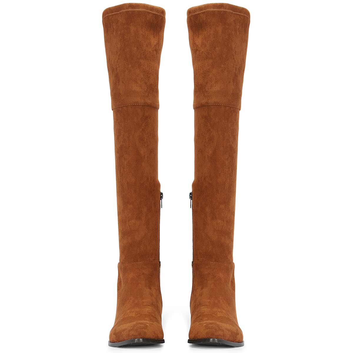 Saint Ophelia Tan Stretch Suede Above The Knee Boots - Image 5