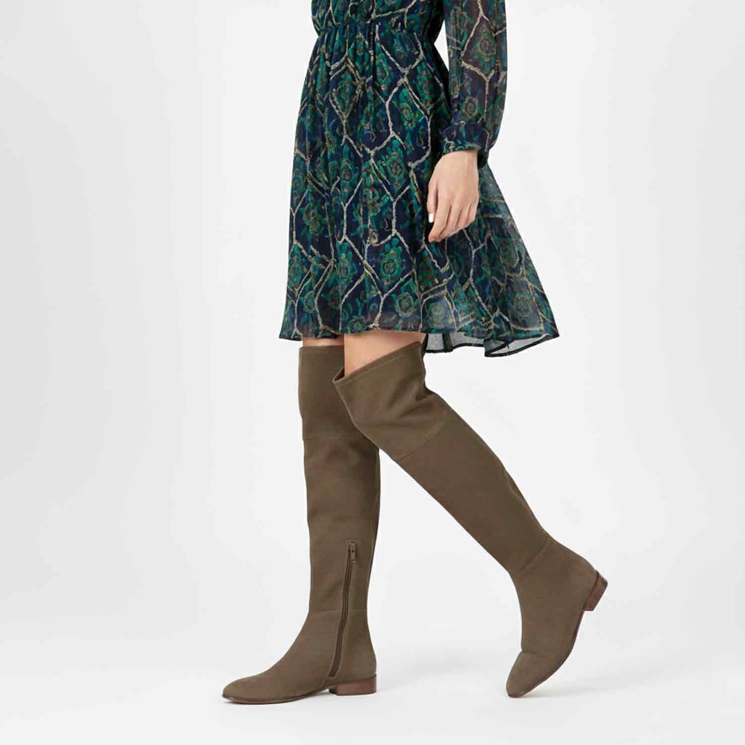 Saint Ophelia Taupe Stretch Suede Above The Knee Boots - Image 2