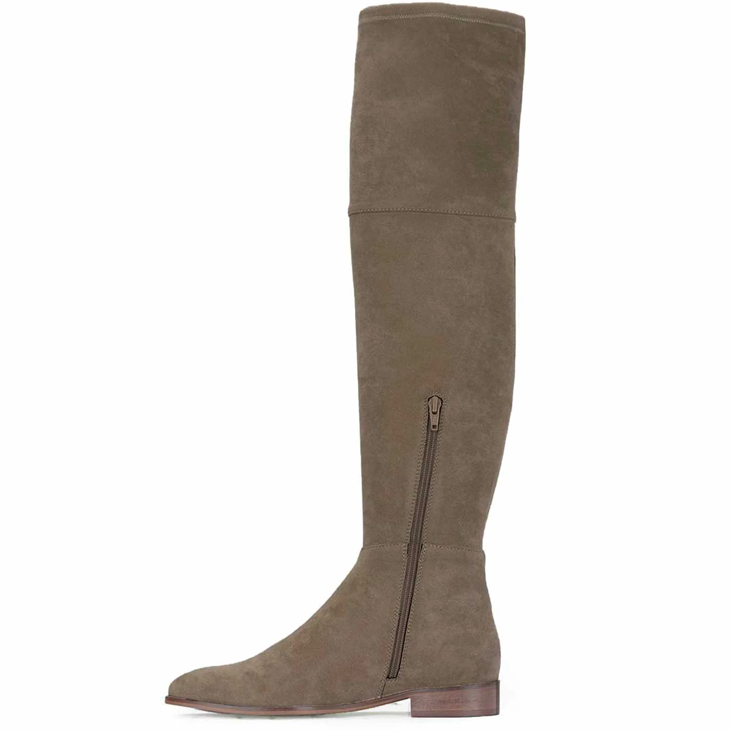 Saint Ophelia Taupe Stretch Suede Above The Knee Boots - Image 4
