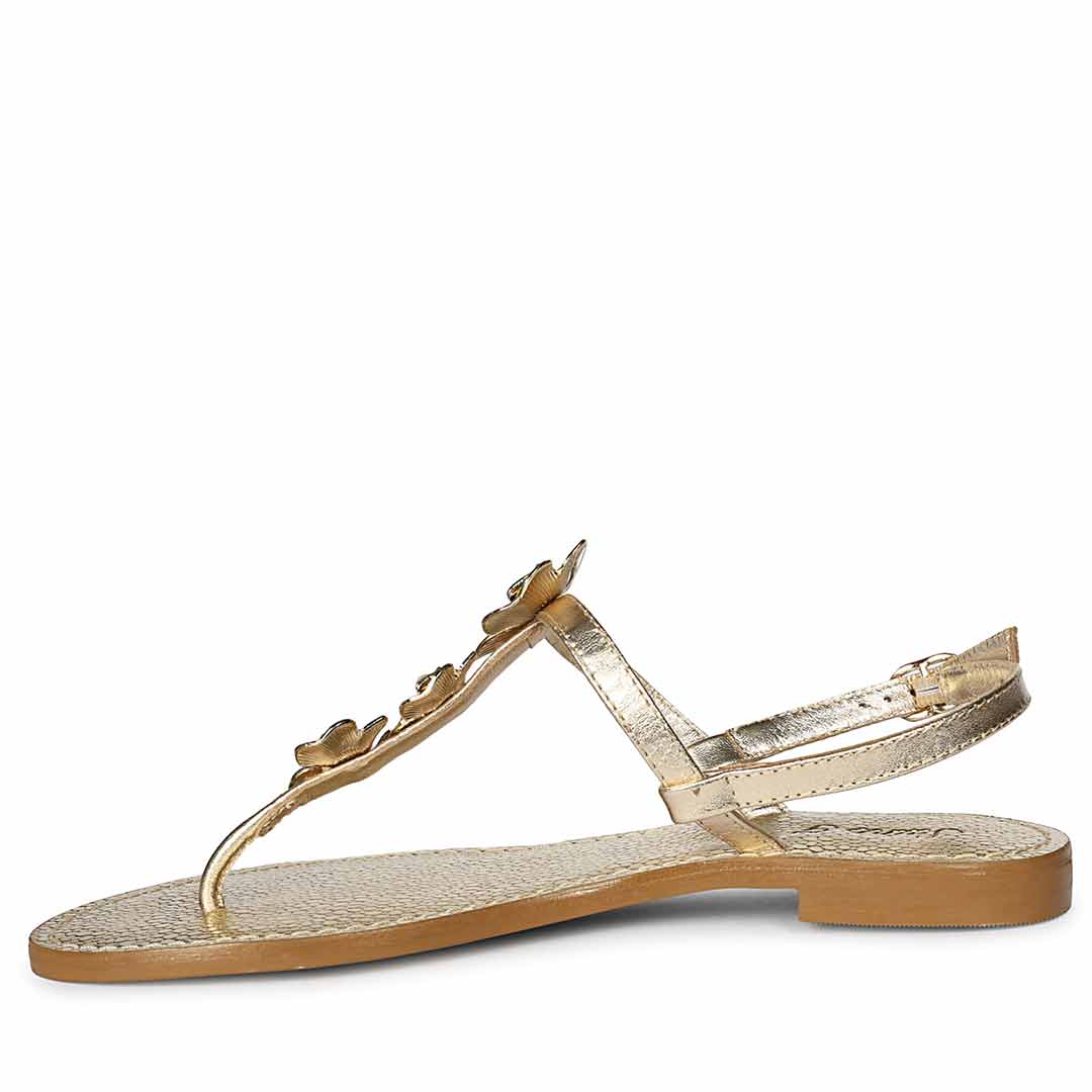 Saint Orion Flower Gold Metallic Leather Sandals - Image 4