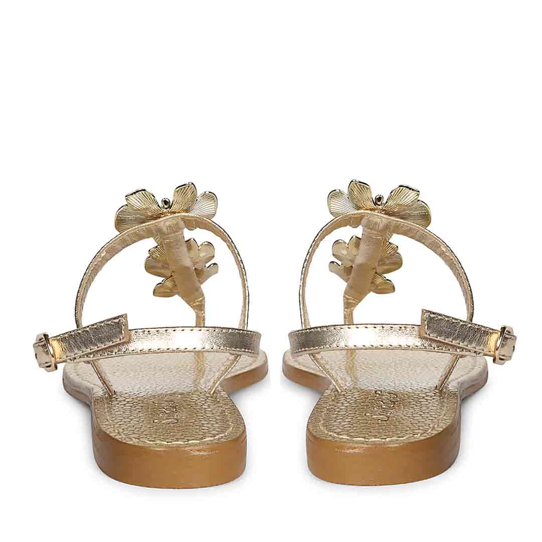 Saint Orion Flower Gold Metallic Leather Sandals - Image 6