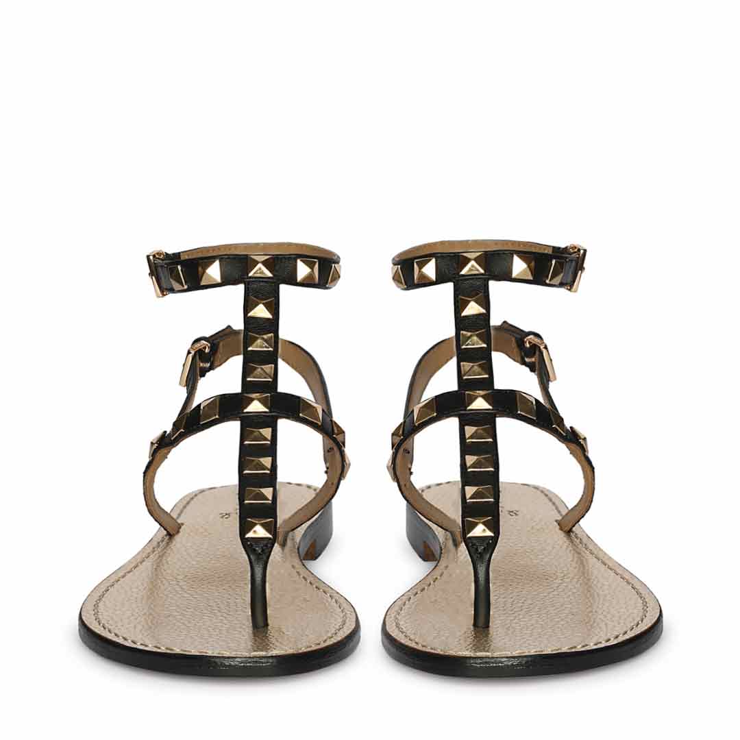 Saint Ornella Black Leather Metal Studded Sandals - Image 6