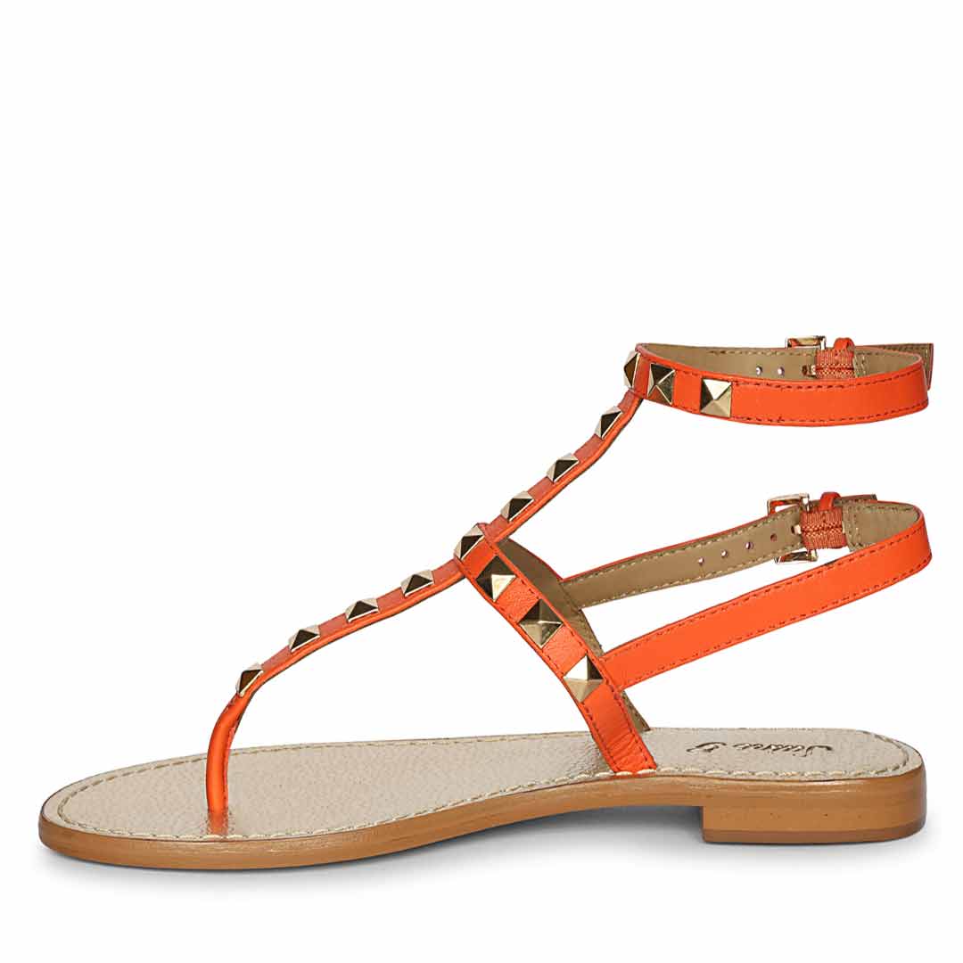 Saint Ornella Ornage Leather Metal Studded Sandals - Image 4