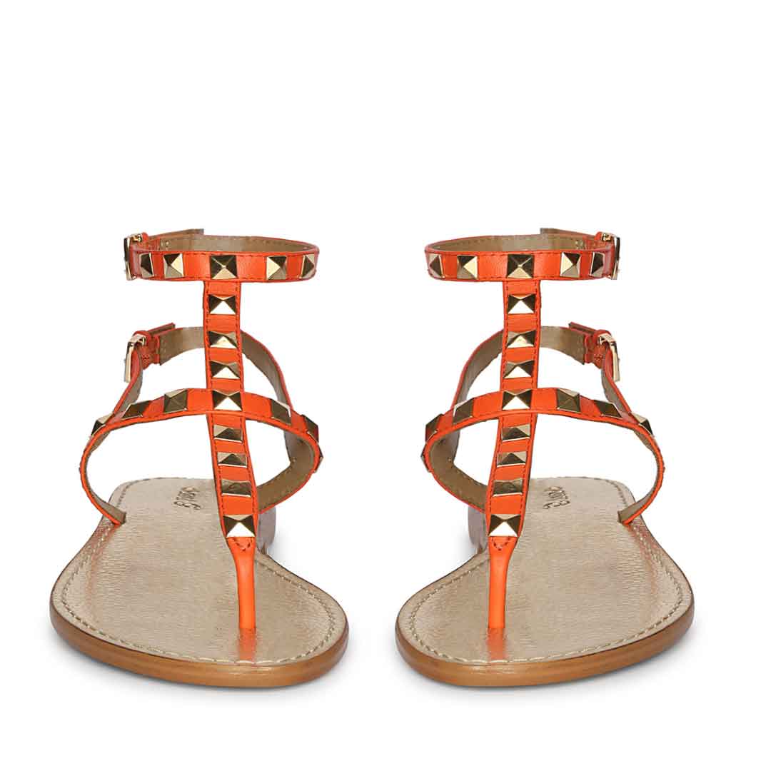 Saint Ornella Ornage Leather Metal Studded Sandals - Image 5