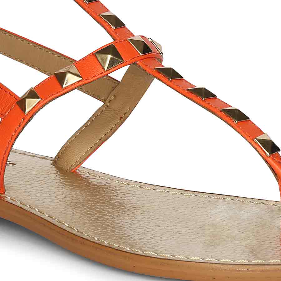 Saint Ornella Ornage Leather Metal Studded Sandals - Image 8