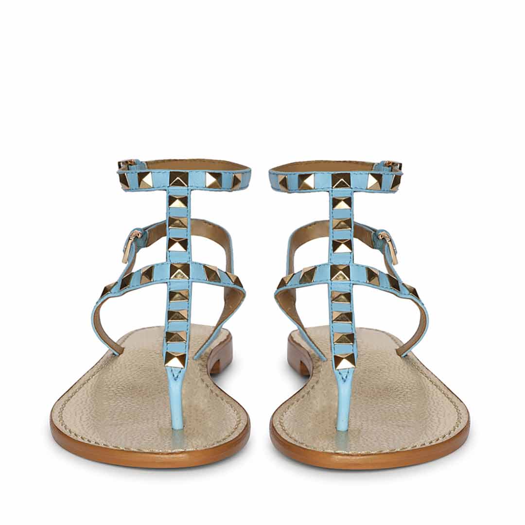 Saint Ornella Sky Blue Leather Metal Studded Sandals - Image 5