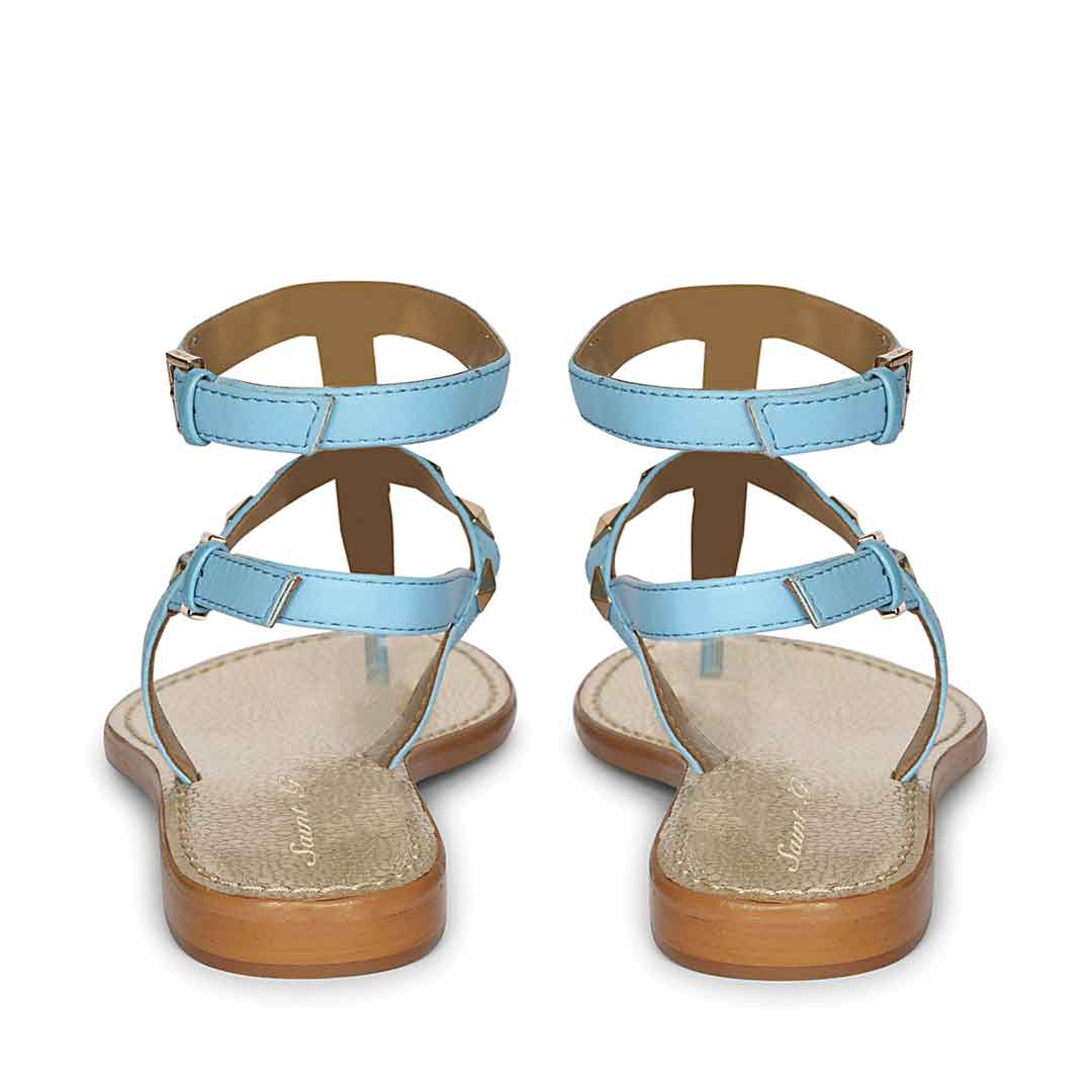 Saint Ornella Sky Blue Leather Metal Studded Sandals - Image 6