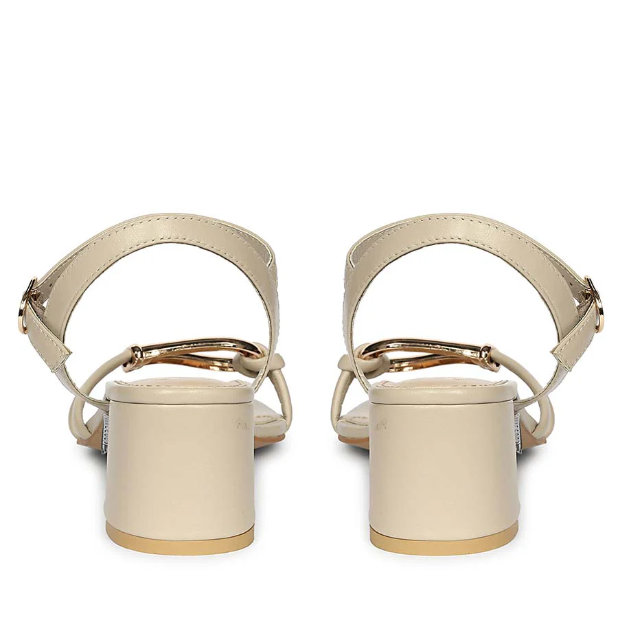 Saint Oryn Off-White Knot Trim Block Heels - Image 5