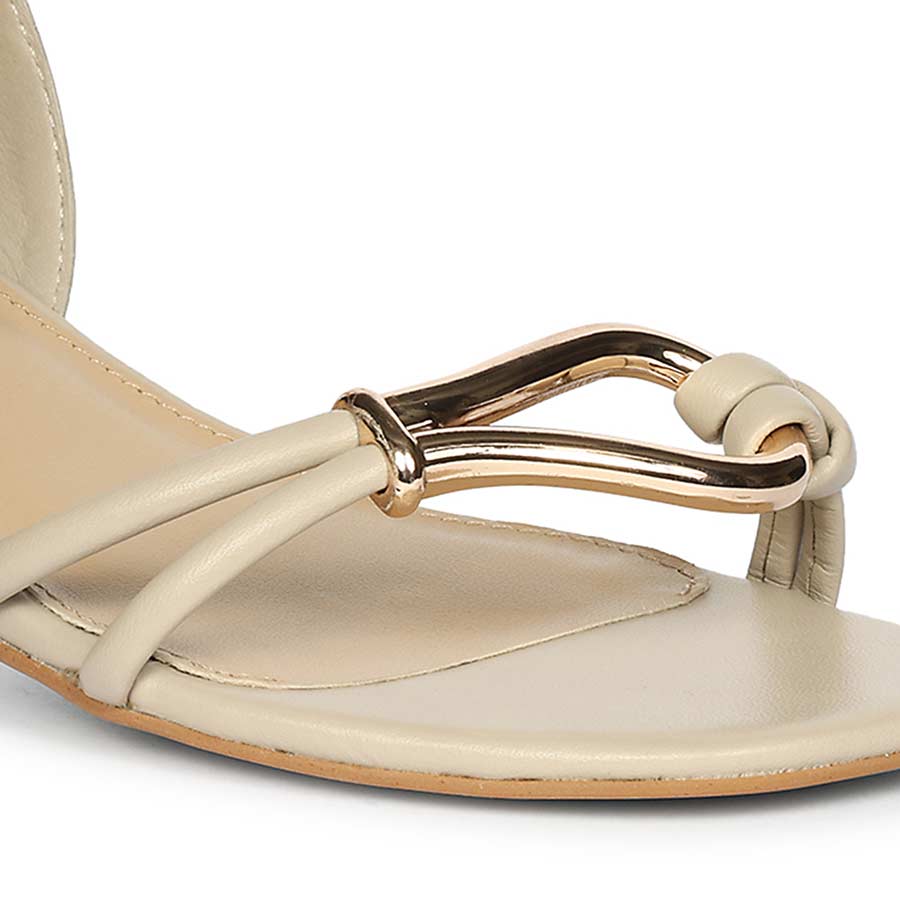 Saint Oryn Off-White Knot Trim Block Heels - Image 6