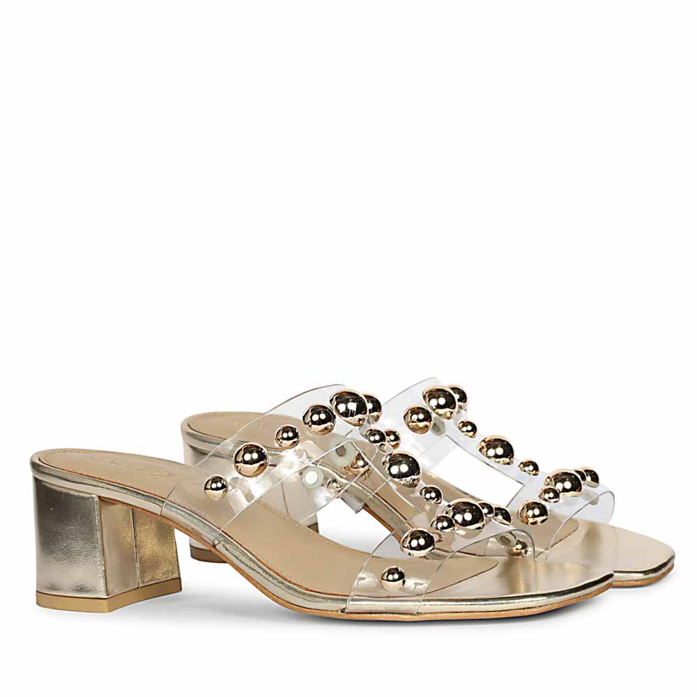 Saint Ottilie Stud Embellished Platin Block Heels - Image 3