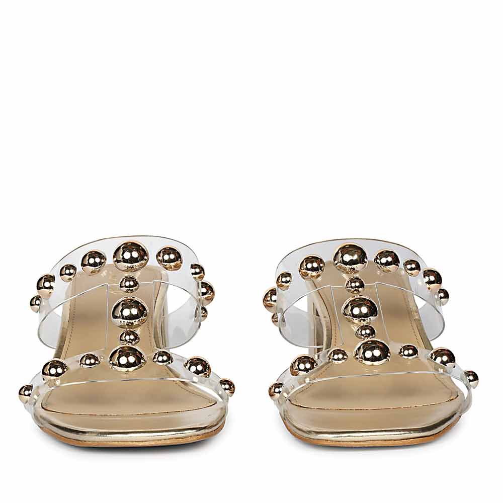 Saint Ottilie Stud Embellished Platin Block Heels - Image 5