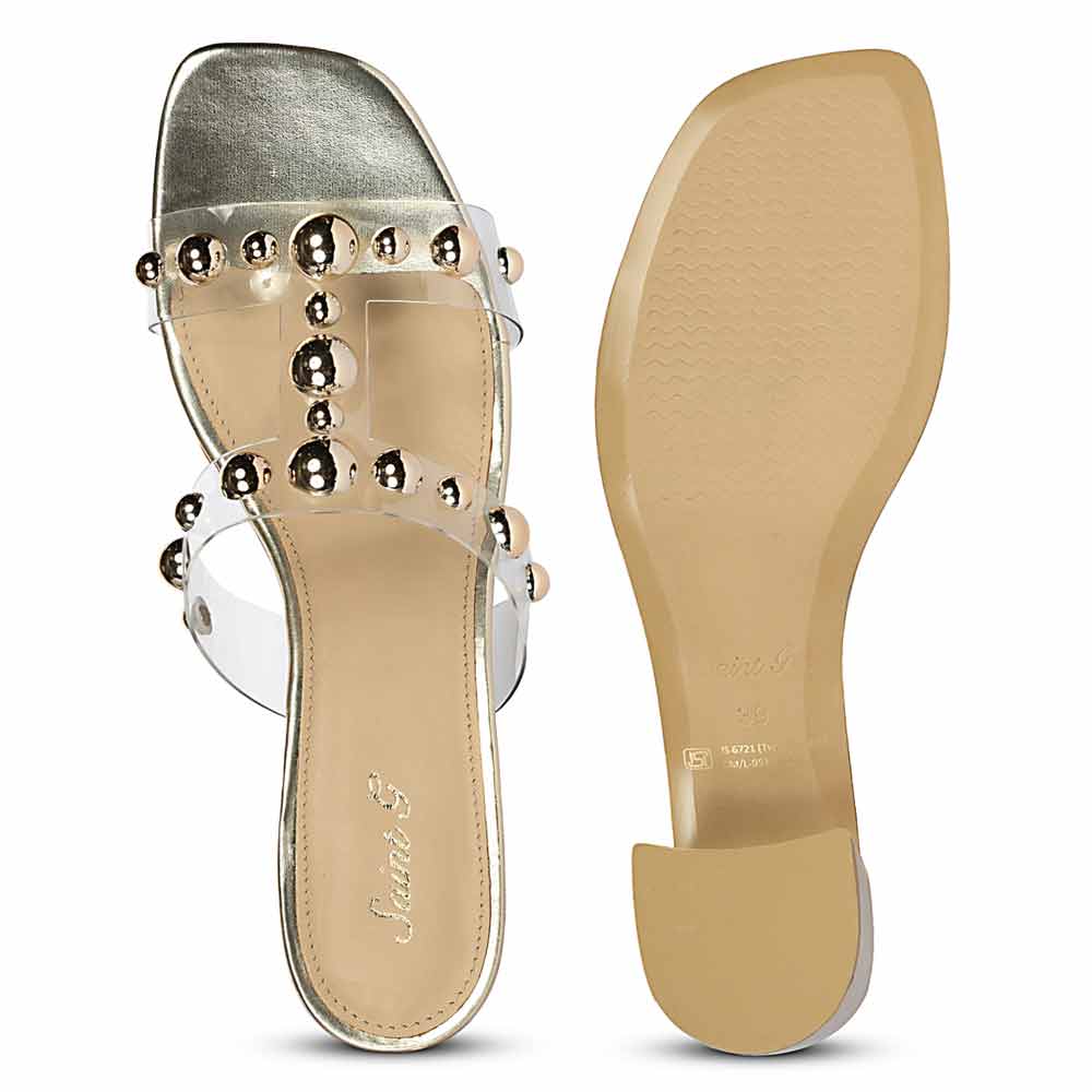 Saint Ottilie Stud Embellished Platin Block Heels - Image 7