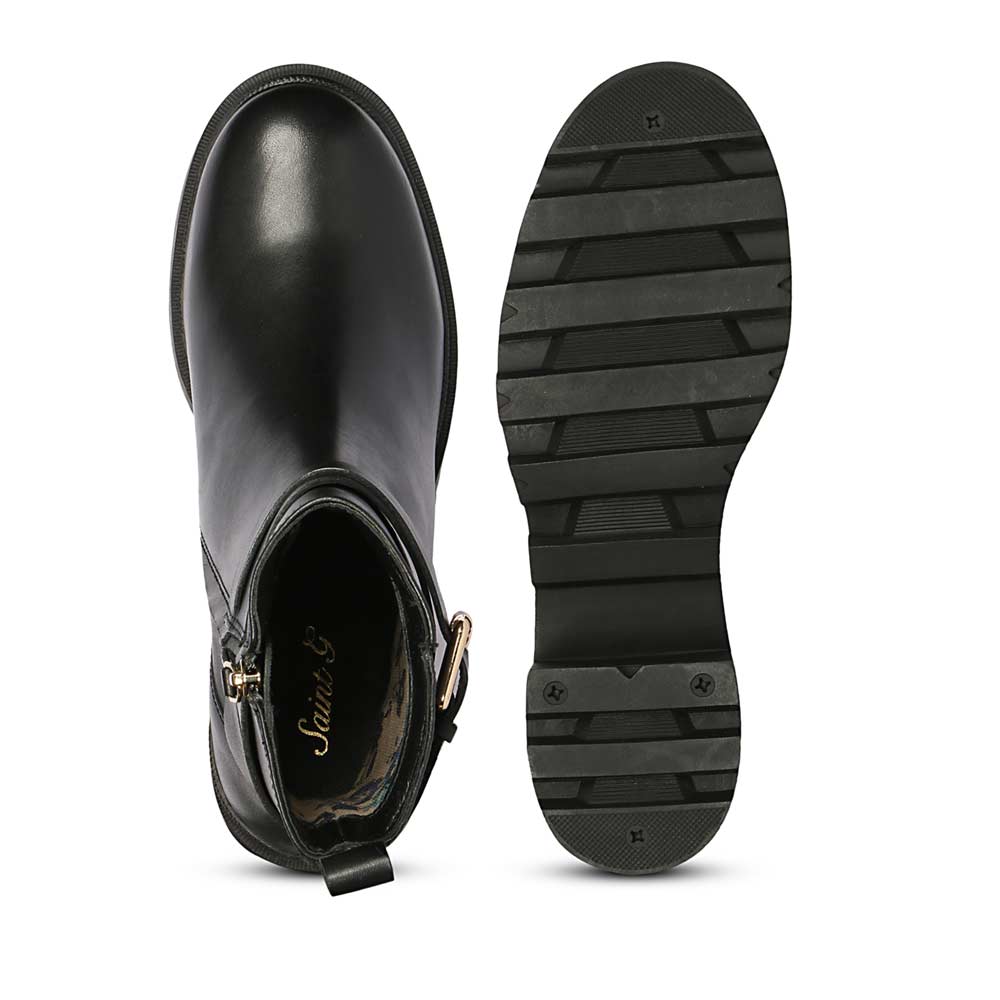 Saint Pamina Black Leather Buckle High Ankle Boots - Image 6