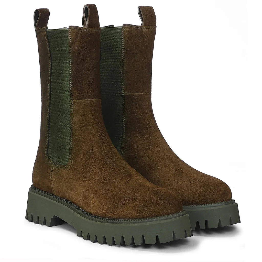 Saint Paolina Bosco Green Suede Leather Boots - Image 3