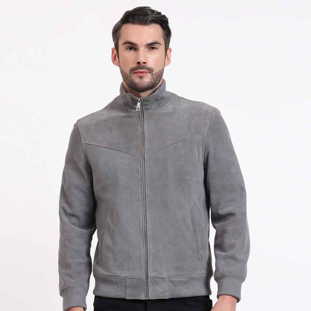 Saint Parc Grey Leather Men's Jackets - Image 2