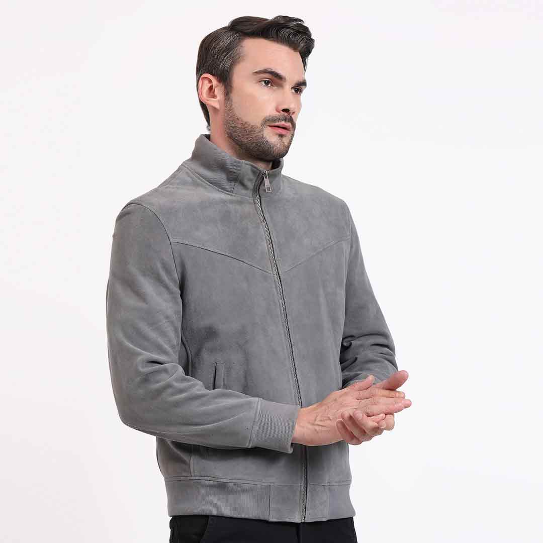 Saint Parc Grey Leather Men's Jackets - Image 3