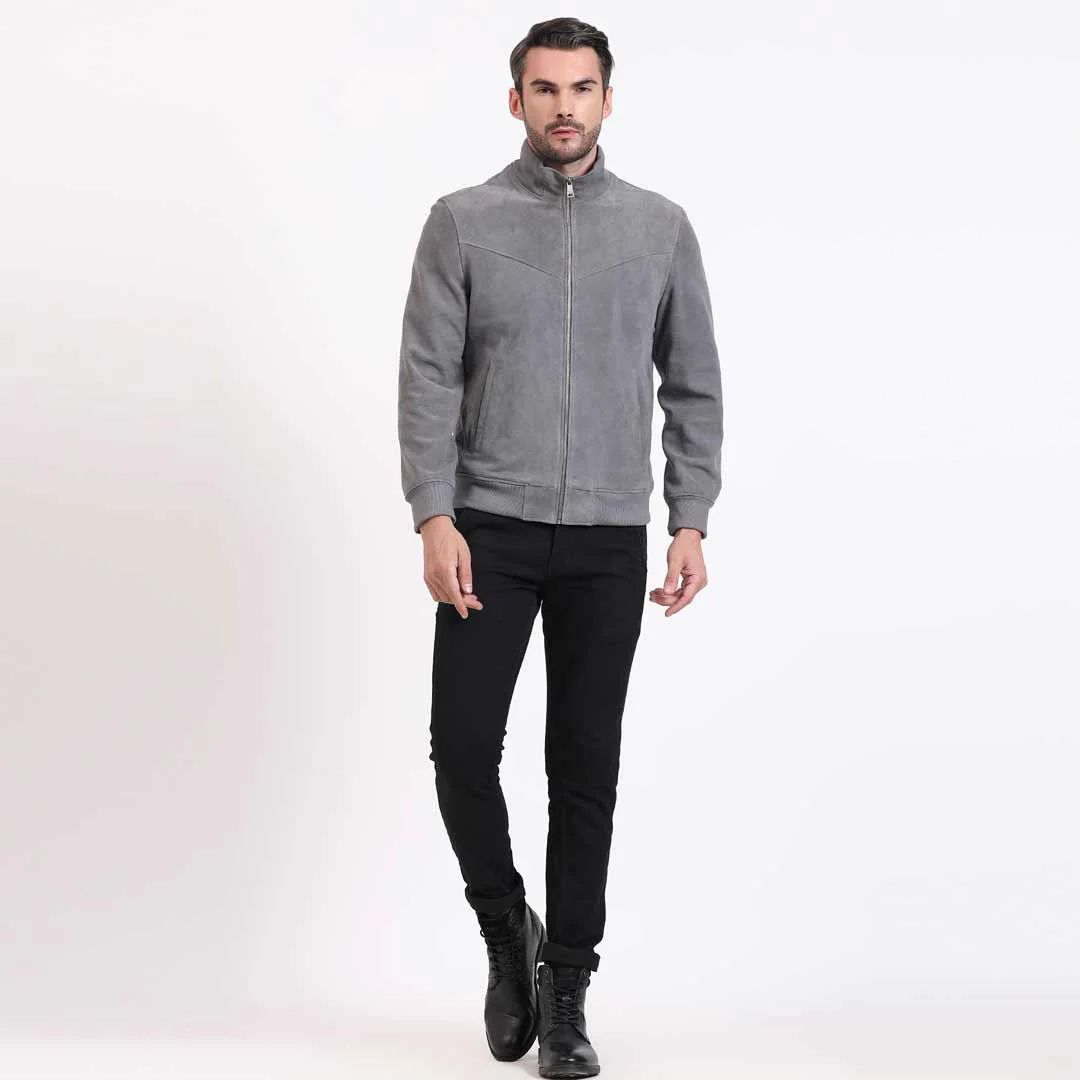 Saint Parc Grey Leather Men's Jackets - Image 4